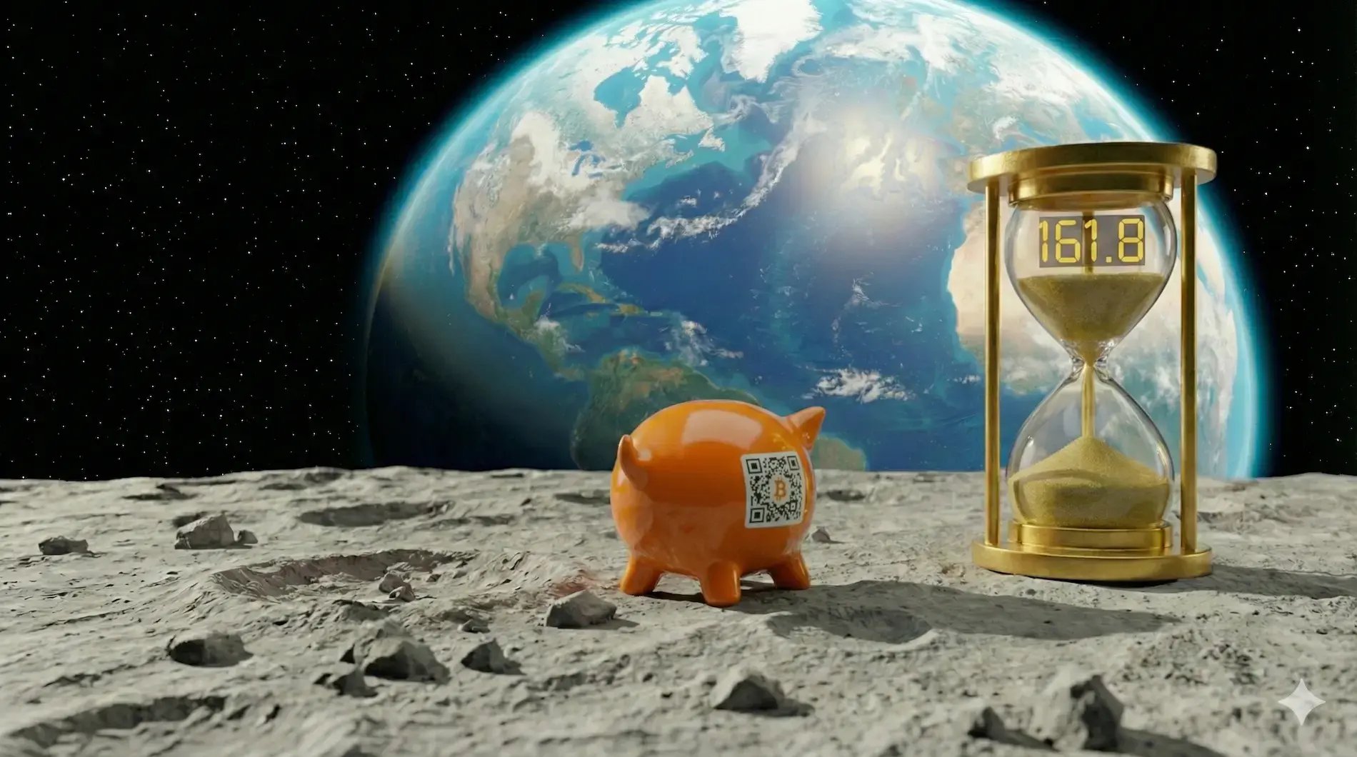 Cochon tirelire posé devant la Terre avec un sablier indiquant 161,8 jours, illustrant le compte à rebours entre le sold out de la collection et le Libération Day