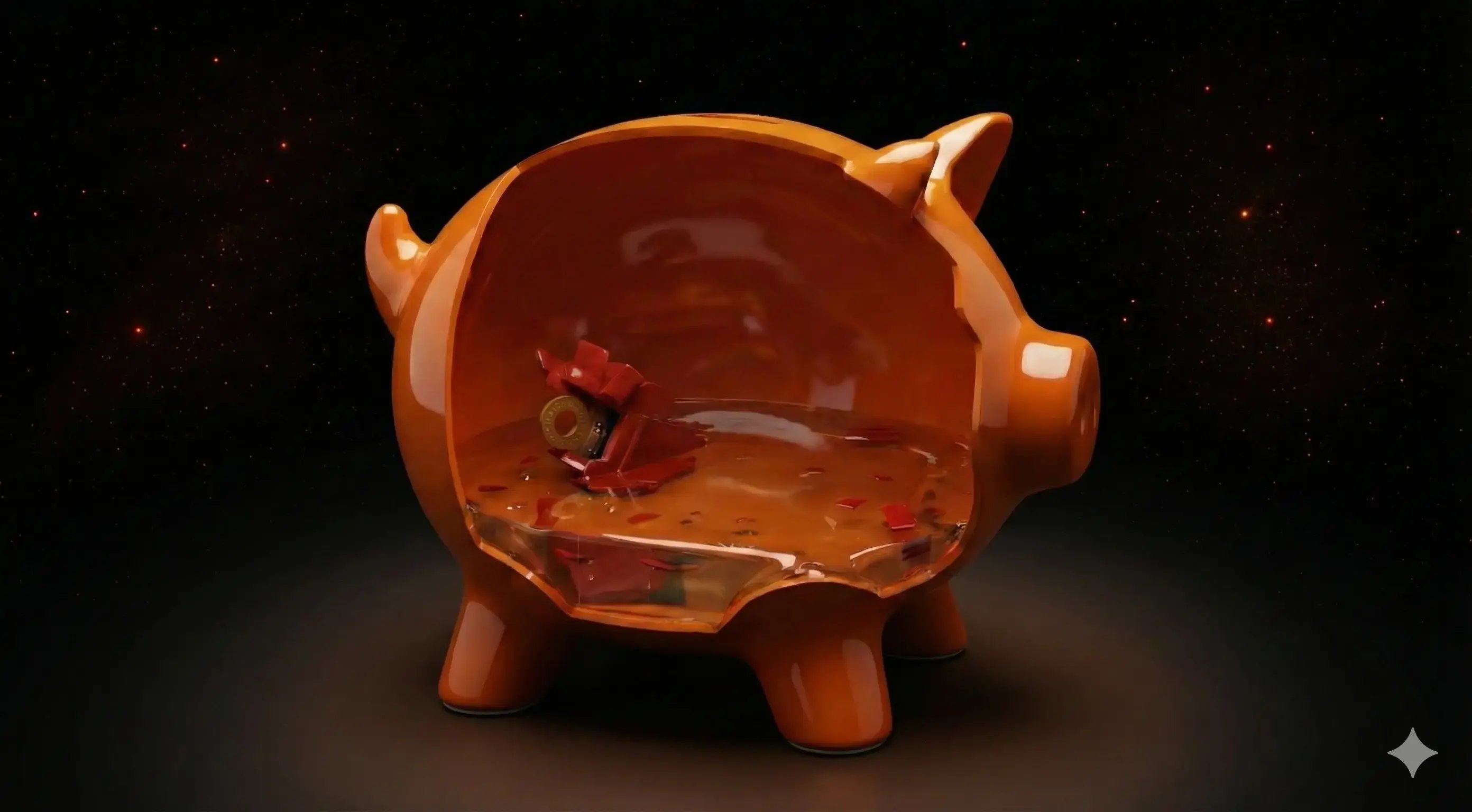 Cochon tirelire en porcelaine scellé contenant une clé USB Opendime protégée par une résine epoxy, inaccessible sans destruction physique de l’objet